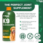 LIQUIDHEALTH Pets K9 Liquid Glucosamine for Dogs, Puppies, Senior Canines with Chondroitin, MSM, Hyaluronic Acid - Dog Vitamins for Hip Joint Health, Dog Joint Oil, Joint Juice - Made in USA (3 Pack)