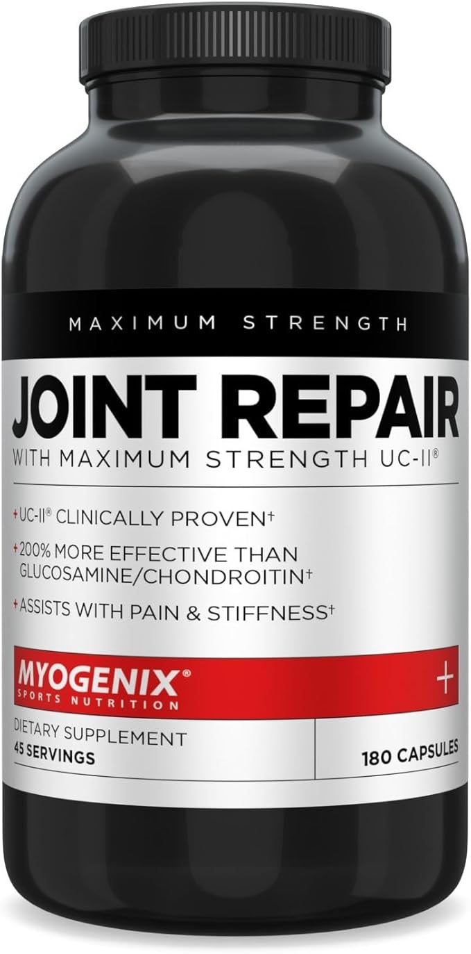 Myogenix Joint and Tissue Supplement – Glucosamine & Chondroitin with UC-II® and MSM, Joint Support Vitamins for Men, Bone and Joint Health Supplement (180 Capsules)