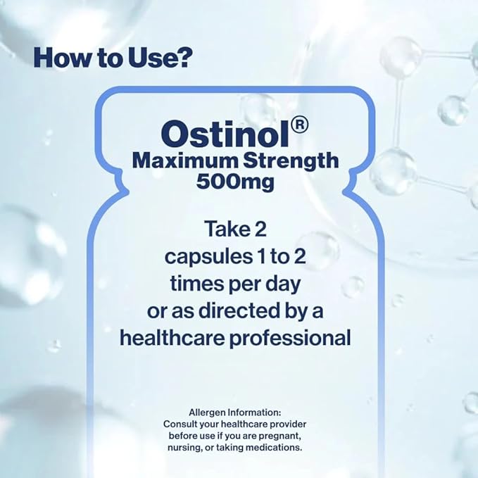 ZYCAL Ostinol Maximum Strength 500 mg (New and Improved Ostinol 450 mg) - Bone & Joint Supplement for Intense Bone Loss and Joint Dysfunction - 60 Capsules