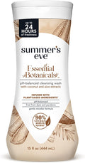 Summer’s Eve Essential Botanicals Daily Feminine Wash, Coconut Aloe, Gentle pH-Balanced Body Wash for Women, Feminine Care to Remove Vaginal Odor, Gynecologist Tested, 15 fl oz