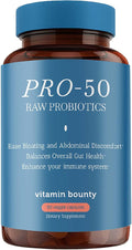 Vitamin Bounty Pro-50 Probiotics 50 Billion CFU for Women & Men - 13 Multi Strain Probiotic + Prebiotic - Digestive Health Supplements for Gut Health Support - Delayed Release Capsules for Men & Women
