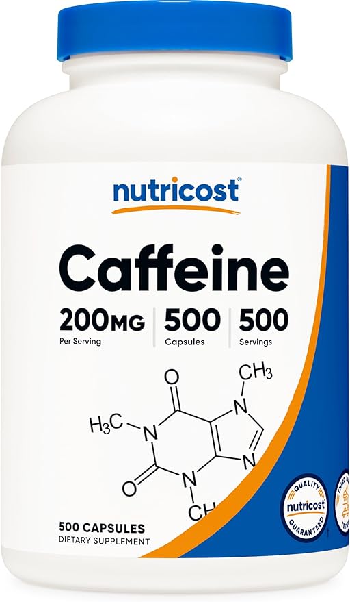 Nutricost Caffeine Pills, 200mg Per Serving (500 Caps)
