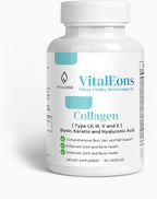 Collagen Hair, Skin and Nail Supplement for Women - Type I, II, III, V, X, Collagen Capsules Enhanced with Biotin, Keratin & Hyaluronic Acid - Comprehensive Skin, Hair & Nail Support