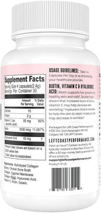 Collagen Capsules with Biotin, Hyaluronic Acid, Vitamin C, Hydrolyzed Multi Collagen Peptide Capsules Types I, II, III, V, X For Skin, Hair, Nails and Joint Health Supplement* 120 Count