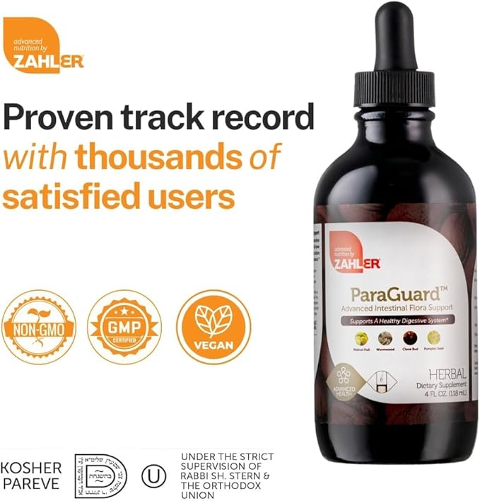 Zahler - ParaGuard Liquid Drops - Gut Health Supplement - Formula has Wormwood, Garlic Bulb, Pumpkin Seed, Clove & More - Natural Support for Humans - Certified Kosher (4 Oz) (4 oz., Drop)