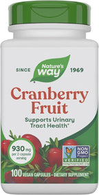 Nature's Way Cranberry Fruit, Cranberry Supplements, Supports Urinary Tract Health*, 930 mg per 2-Capsule Serving, 100 Capsules (Packaging May Vary)