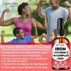 Liquid Iron Supplement w/Vitamin C, A, B-Complex, Vegan Iron Drops High Potency Liquid Vitamin & Iron Supplements for Women, Men & Children -Support Red Blood Cell, Energy, Anemia & Fatigue