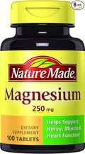 Nature Made Magnesium 250mg, 100 Tablets (Pack of 6)