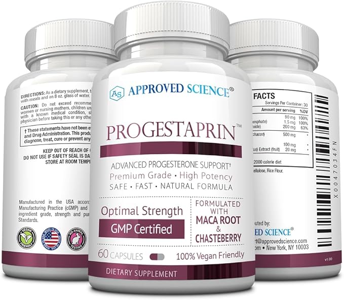 Approved Science Progestaprin - Progesterone Support Supplement - 1 Bottle - 60 Capsules - Vegan