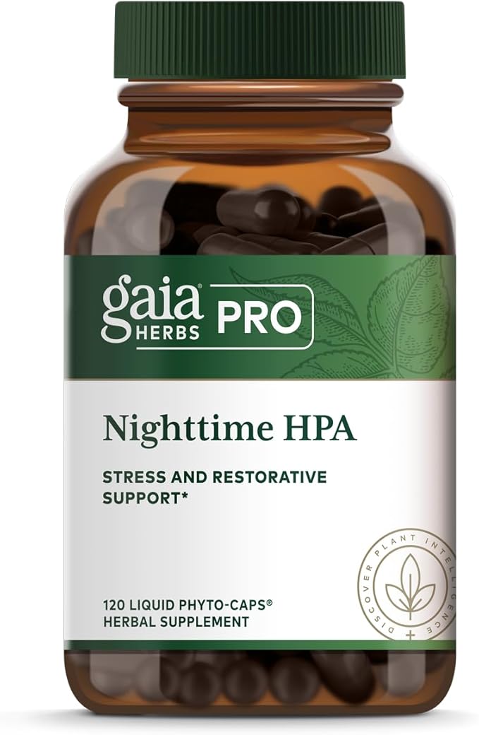 Gaia Herbs Pro Nighttime HPA - Restorative & Healthy Sleep Support Supplement* - Relaxation Support Supplement* with Ashwagandha Root Extract & Cordyceps Mushroom - 120 Liquid Phyto-Caps (60 Servings)