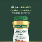 Nature's Bounty Cranberry Gummies, Urinary Tract Support, 500 mg, Cran-Raspberry Flavor, 150 Ct