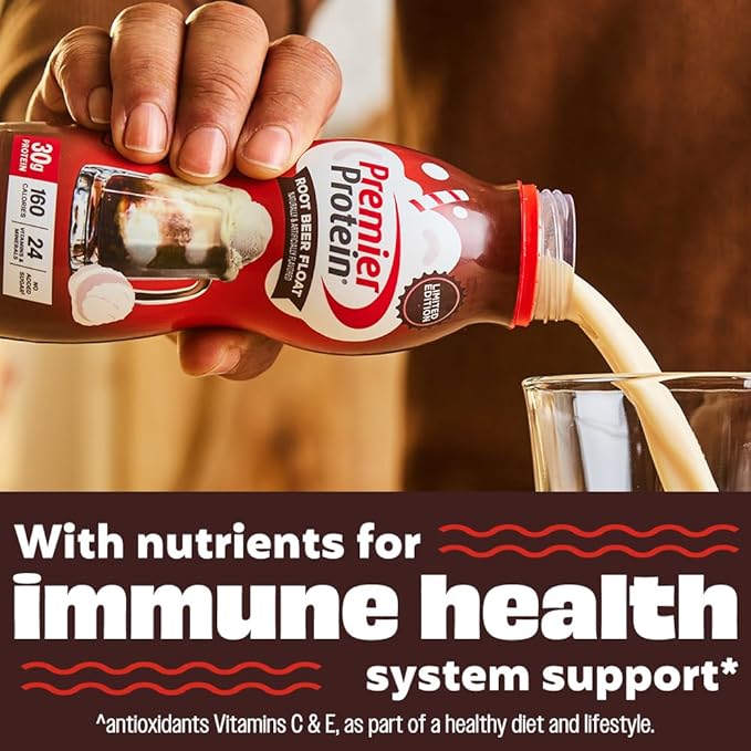 Premier Protein Shake,Limited Edition,Root Beer Float,30g Protein,No Added Sugar,24 Vitamins & Minerals to Support Immune Health,11.5 fl oz,(Pack of 24)