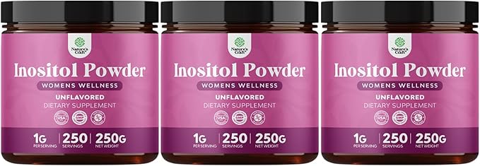 Premium Inositol Powder - Fertility Support Supplement - Restore Hormone Balance & Clarity - Provides Ovarian Support - USP Grade Inositol Supplement for Women - Mood Booster - 250g - 3 Pack