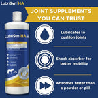 LubriSynHA Hyaluronic Acid with MSM Hip & Joint Care Supplement for Dogs, Cats & Horses – Liquid Oral HA for Pets – Joint Support Promotes Mobility, Flexibility, Cartilage Health & Comfort – 32oz