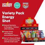 Vitamin Energy Extra Strength Energy Shot Variety Pack 12 Pack, 260mg Natural Caffeine, B-Vitamins, Vitamin D, NALT, Rhodiola, Mood, Focus, Immunity & Strength Support, Zero Sugar, Vegan, 1.93 fl oz