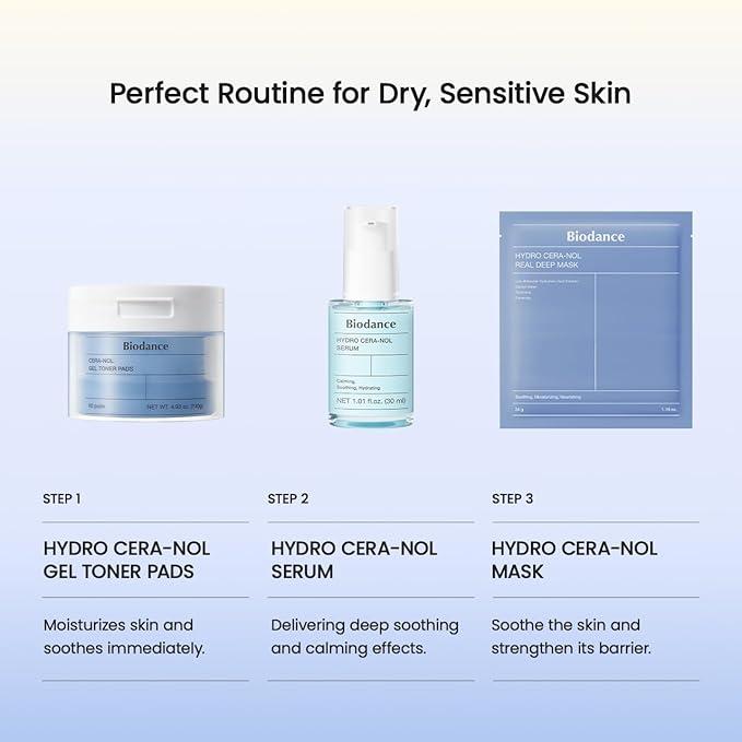 BIODANCE Hydro Cera-nol Serum, Hydrating, Soothing Facial Serum for Dry & Sensitive Skin with Ceramide, D-Panthenol, Hyaluronic Acid, Korean Skin Care | 1.01 fl.oz x 1 ea