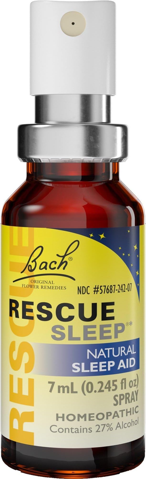 Bach RESCUE SLEEP Spray 7mL, Natural Sleep & Stress Relief Aid, Homeopathic Flower Essence, Vegan, Free of Melatonin, Sugar, and Gluten, Non-Narcotic, Non-Habit Forming