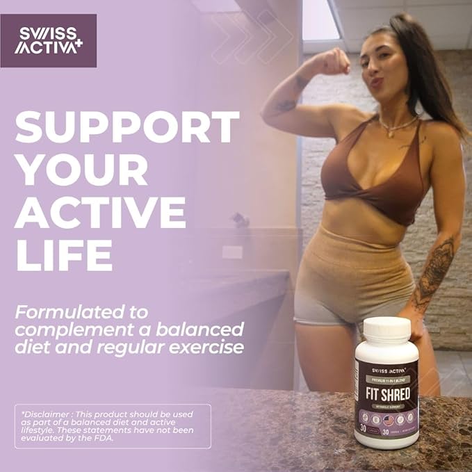 Swiss Activa+ Labs Fit Shred | 11-in-1 Weight Management Herbal Supplement for Energy, Digestive Support & Daily Wellness | Metabolism Booster | Non-GMO, Veg, Natural Ingredients | 30-Day Supply