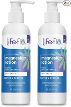 LIFE-FLO Magnesium Lotion - Unscented Body Lotion for Kids and Adults with Highly Concentrated Magnesium Chloride - Soothes Muscles and Joints When Massaged into Skin - Hypoallergenic - 2 8-oz Bottles