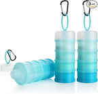 Accmor 3 Pcs Protein Powder Container to Go with Funnels Stand, 4 Compartments Stackable Protein Powder Dispenser for Workout, Fitness, Travel