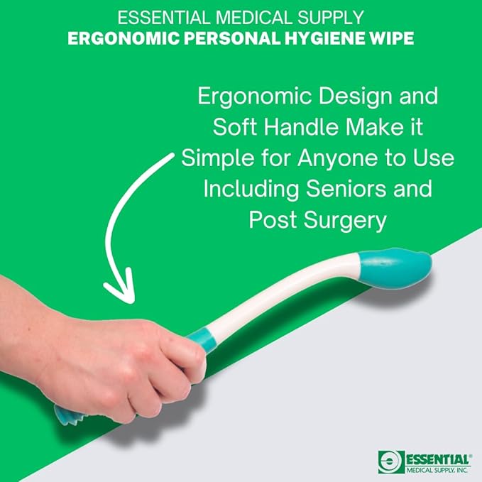 Essential Medical Supply Ergonomic Personal Hygiene Comfort Wipe Tool for Toilet Paper and Wet Wipes - 15in Long Reach Comfort Toilet Aid for Disabled and Elderly, Butt Wiper for Handicap Individuals