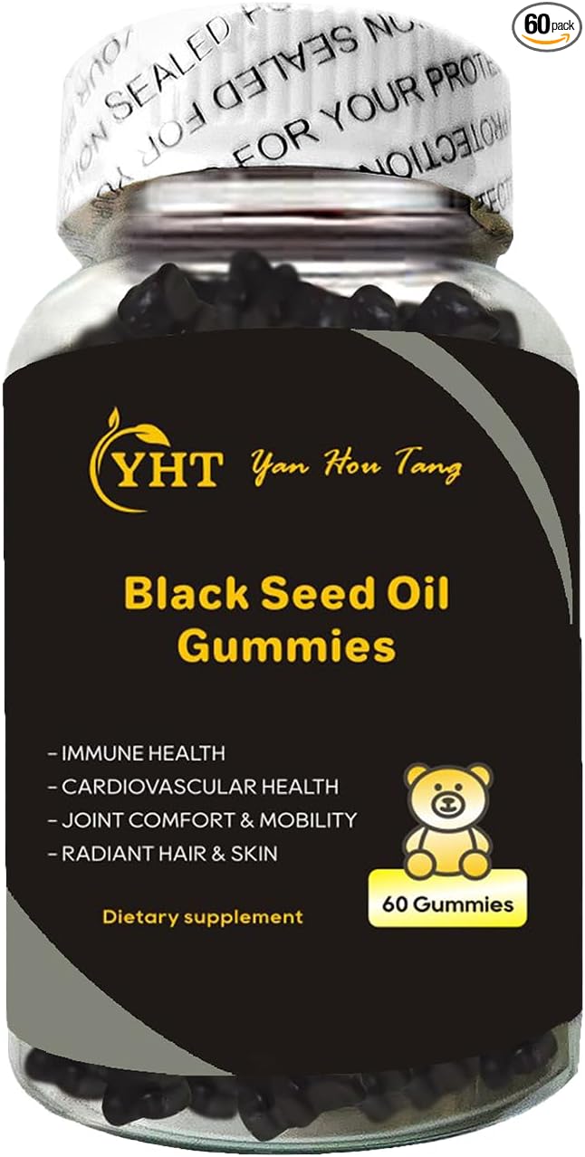 Eilin YHT Sativa Black Seed Oil Gummies 1000MG Immune System Joints Digestion Hair Skin Support Supplement 60 Counts