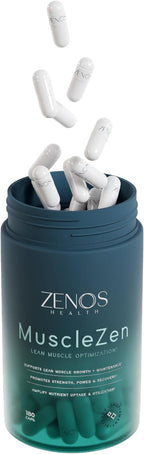 Zenos Health MuscleZen Muscle Builder for Men – ATP Supplements for Strength – Muscle Supplements for Super Recovery – Clear Muscle Support for Lean Muscle Growth - Made in USA, 180 Caps