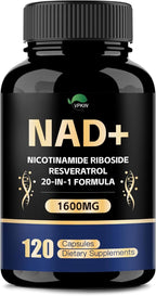 NAD Supplement,1500mg NAD+ Supplement with Resveratrol,Nicotinamide,Quercetin,CoQ10,Support Energy & Repair, Vitality,Non-GMO, No Fillers(110 Capsules)