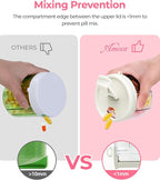 AMOOS Cute Pill Dispenser with 7 Large Compartments, Portable Pill Bottle Organizer with Wide Opening for Easy Use, Anti-Mix Pill Organizer for Travel, BPA-Free Pill Container, White