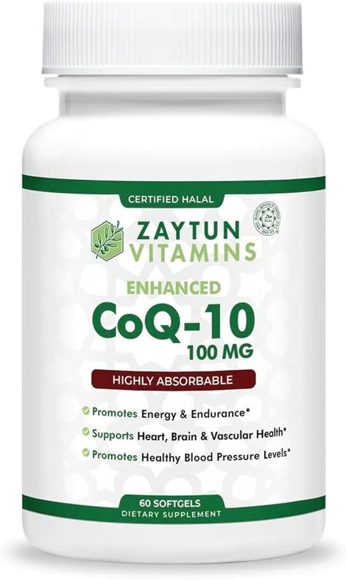 Zaytun Halal CoQ10 Highly Absorbable, One Per Day, Supports Heart Health Support and Energy Production, 60 Mini Softgels, Made in USA - Halal Vitamins