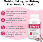 Uri Alive Extra Strength Urinary Support Supplement for Urinary Tract, Bladder, Gut Flora, and Immune System Health (60 Count (Pack of 3))