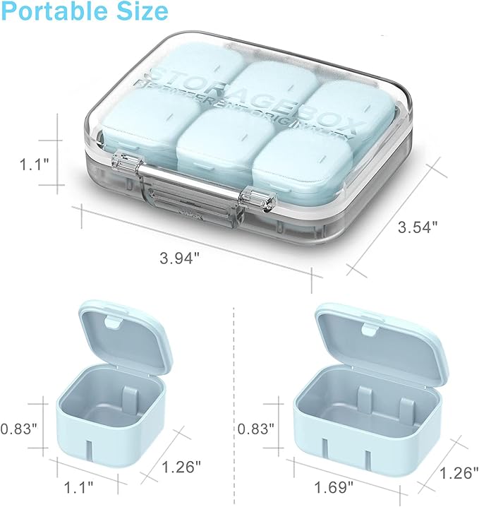 Pill Organizer SOFISO 4/6 Grid Free Assembly Travel Medicine Organizer 10 Day Pill Organizer Portable Pill Box Waterproof Pill Case Daily Medication Carry Case for Vitamins, Fish Oils, Supplements
