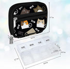 Serfeymi Weekly Travel Pill Organizer Pill Case for Purse with Removable 7 Day Pill Box, Fashionable Travel Medicine Organizer Pill Container for Medicine, Vitamin, Supplement - Black 03 + Pill Box