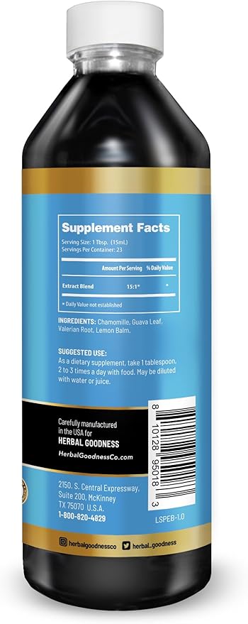 Herbal Goodness Serenity Liquid Extract – Chamomile, Lemon Balm, Valerian Root & Guava Leaf | Natural Calm Sleep Aid for Adults | Relaxing Botanical Blend for Calm, Rest & Wind-Down Support | 12 fl oz