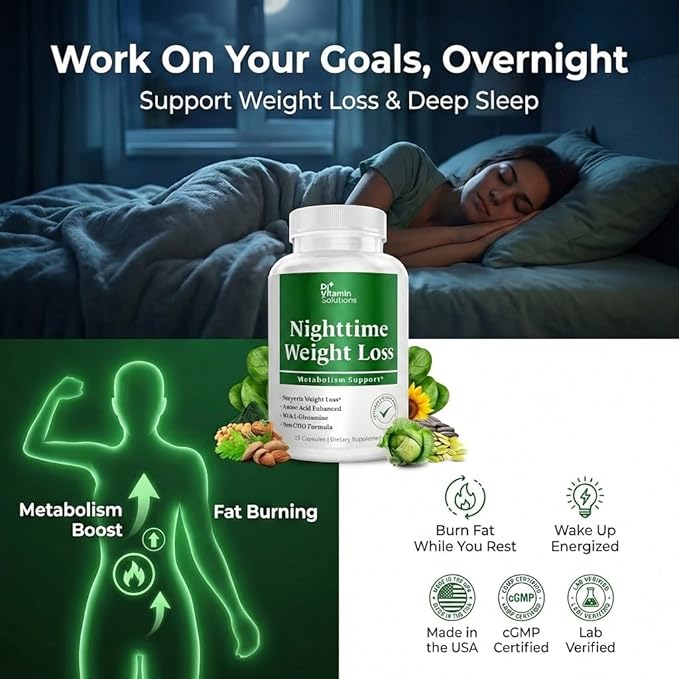 Nighttime Fat Burner Supplements - Appetite Suppressants for Weight Loss - Night-Time Fat Burner for Women & Men - Metabolism Booster Weight Loss Pills - 35 Capsules