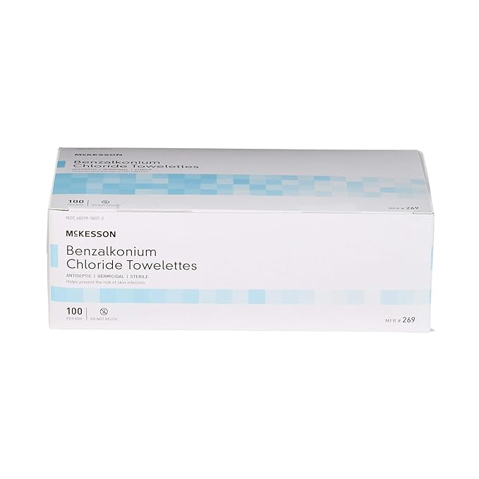 McKesson Benzalkonium Chloride Towelettes [Pack of 1000] First Aid Antiseptic Wipes, Sterile Individual Wrapped