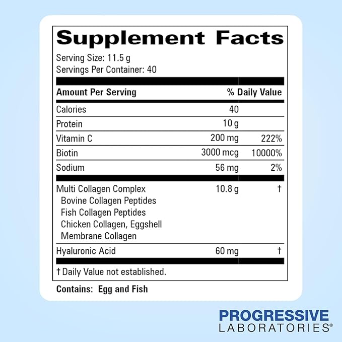 Multi Collagen Peptides Powder (Unflavored) – Types I, II, III, V & X with Biotin, Vitamin C & Hyaluronic Acid – Grass-Fed, Non-GMO Collagen Supplement for Skin, Hair, Nails & Joint Support