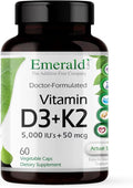 EMERALD LABS Vitamin D3+K2 - Vitamin D & VitalDelta MK-7 for Bone Health & Heart Support* - Vegetarian, Gluten-Free, Clinical Potency - 60 Vegetable Capsules