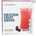 WonderSlim Protein Fruit Drink, Cran-Grape, No Fat, Gluten Free, Keto Friendly & Low Carb (7ct)