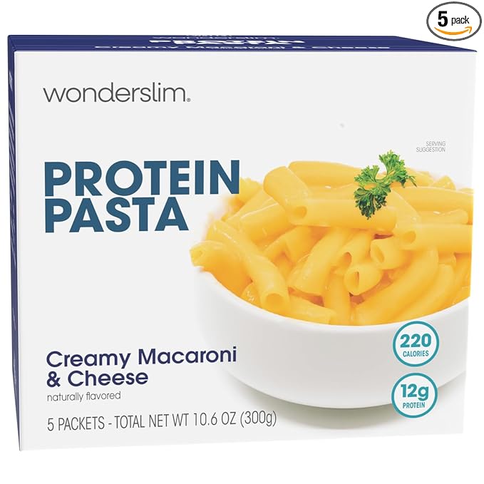 WonderSlim Protein Pasta, Macaroni & Cheese, 12g Protein, Low Calorie (5ct)