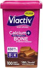 Viactiv Max Formula Calcium +Vitamin D3 Supplement for Bone Health Milk Chocolate, 100 Soft Chews - 3 Pack