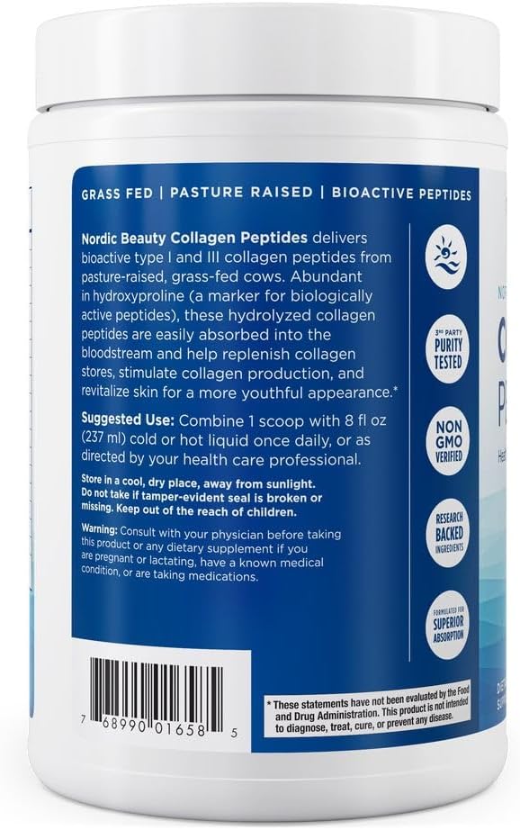 Nordic Naturals Nordic Beauty Collagen Peptides, Unflavored - 10.6 Ounces - Collagen Supplement for Skin Health and Elasticity - for Hot and Cold Beverages - 30 Servings