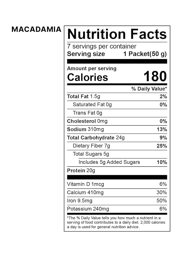 Korean Food All-In-One Multi Shake Macadamia Nut Flavor(50g*7 Packs) Dietary Fiber, Essential Amino Acids, Vitamins, 7-Day Convenient Individual Packs (12.35 oz)