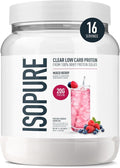 Isopure Clear Whey Isolate Protein Powder, Lactose Free, Gluten Free, Naturally Flavored, Mixed Berry, 20g Protein Per Serving, 14.1 Oz, 16 Servings (Packaging May Vary)