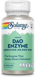 SOLARAY DAO Enzyme - Digestive Enzyme That Breaks Down Histamine - 60,000 HDU - Digestive Enzymes - Vegan, Gluten Free, Lab Verified - 30 Servings, 30 VegCaps