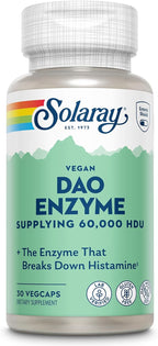 SOLARAY DAO Enzyme - Digestive Enzyme That Breaks Down Histamine - 60,000 HDU - Digestive Enzymes - Vegan, Gluten Free, Lab Verified - 30 Servings, 30 VegCaps