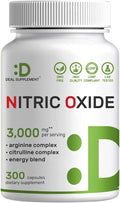 Nitric Oxide Supplement 3,000mg, 300 Capsules | 12-in-1 Complex for Men & Women – Arginine, Citrulline, Korean Red Ginseng, Tongkat Ali, Maca Root, & Marshmallow Blend*