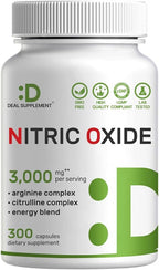 Nitric Oxide Supplement 3,000mg, 300 Capsules | 12-in-1 Complex for Men & Women – Arginine, Citrulline, Korean Red Ginseng, Tongkat Ali, Maca Root, & Marshmallow Blend*