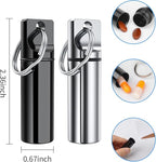 Small Portable Pill Box Keychain (3 Pack), Aluminium Alloy Mini Pill Organizer Case Container for Purse,Waterproof Metal Pill Holder Medicine Bottle for Outdoor Camping Travel(Black+Silver+Red)