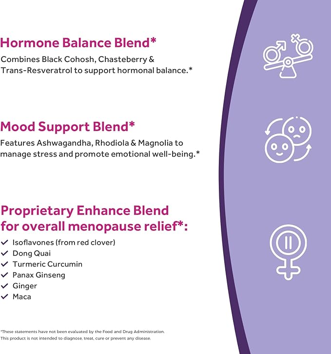 Doctor's Recipes Menopause Supplements for Women, Probiotics 150 Billion CFU, Black Cohosh for Menopause Hot Flashes, Ashwagandha, Dong Quai, Supports Mood, Energy, Hormone Balance, 60 Capsules